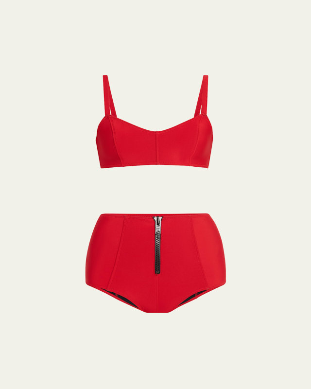 Genevieve High-Waist Zip Two-Piece Swimsuit